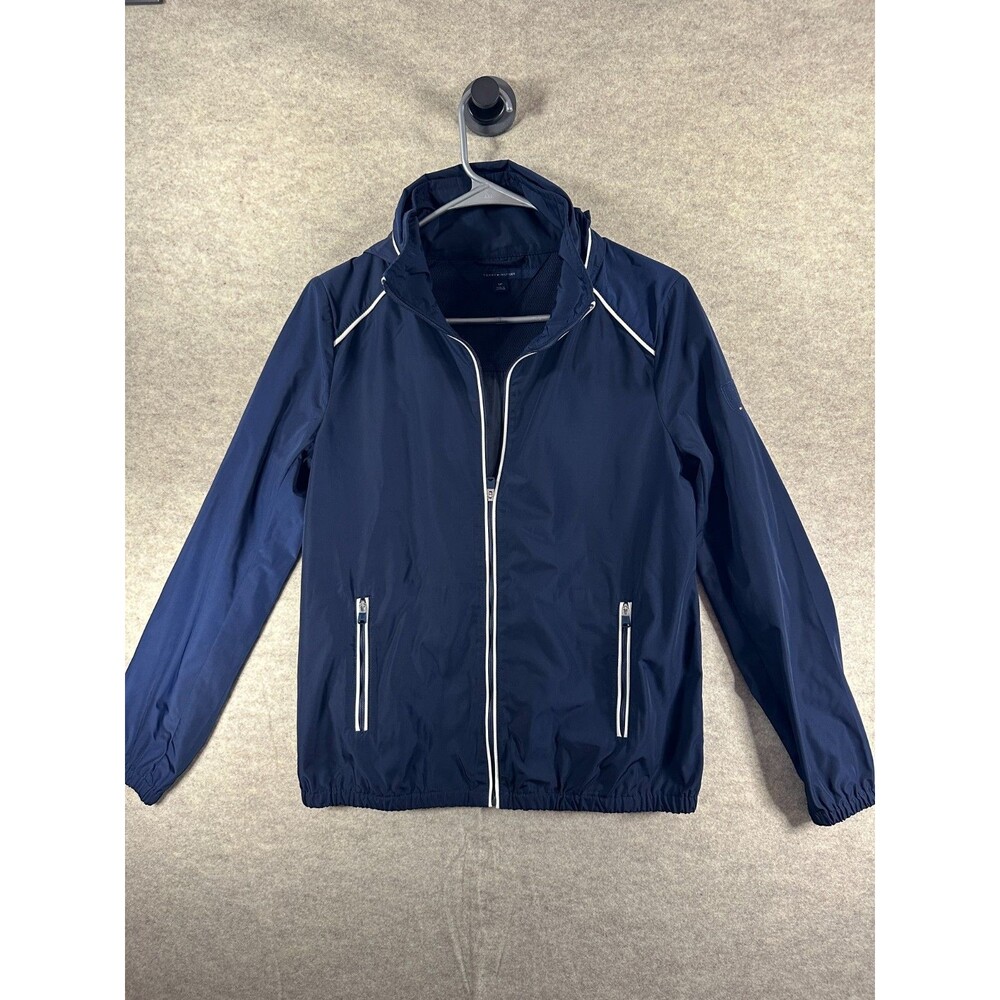 Tommy Hilfiger Women’s Small Navy Windbreaker Jacket Stowaway Hood